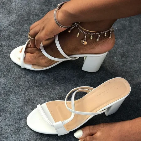 Aso Ebi White Strappy Heels