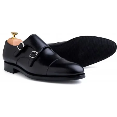 Black Calfskin Double Monk Strap