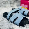 Pelz Denim Hermes Slide