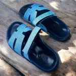 Pelz Denim Hermes Slide